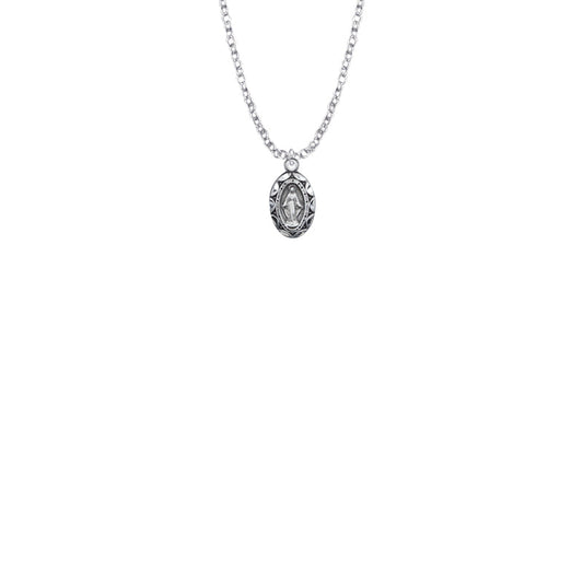 9/16 Inch Sterling Silver Oval Miraculous Baby Medal