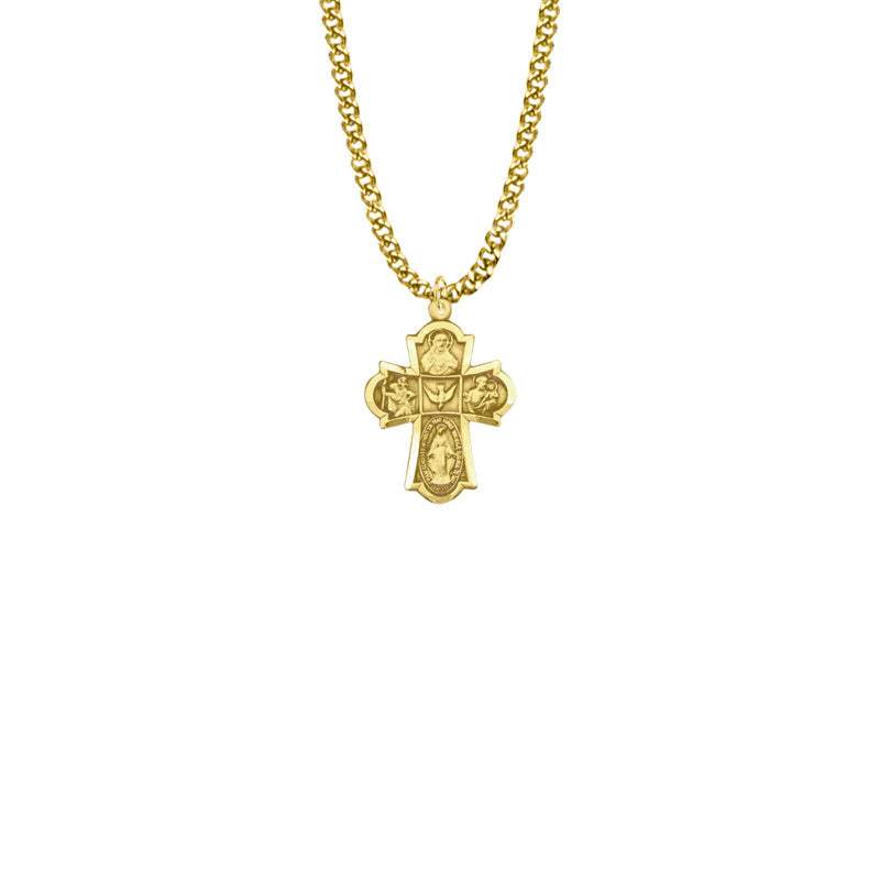 12KT Gold Filled Engraved Five Way Medal Necklace