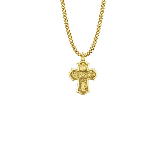 12KT Gold Filled Engraved Five Way Medal Necklace