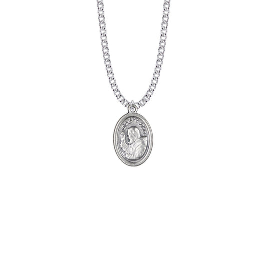 Silver Plated Oval Saint Padre Pio Medal