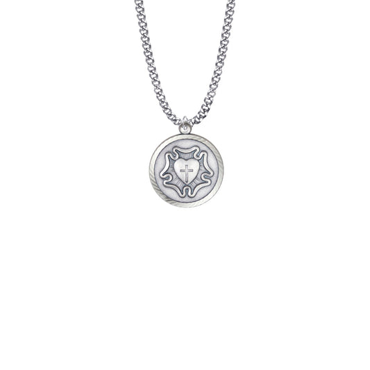 Nickel Silver Round Lutheran Rose Medal