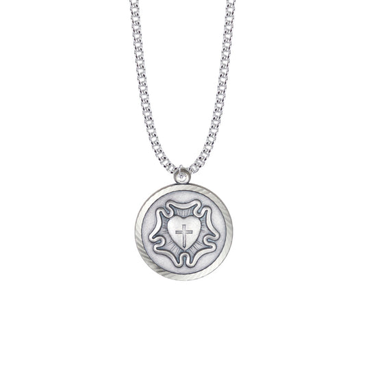 Nickel Silver Round Lutheran Rose Medal