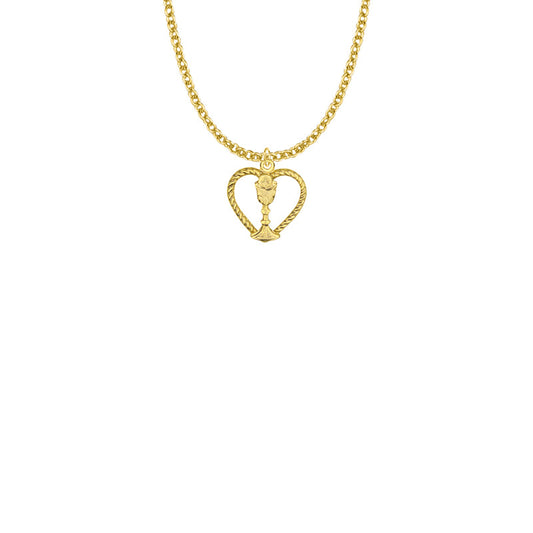 5/8 Inch Gold Plated Over Iron Open Heart Chalice Necklace