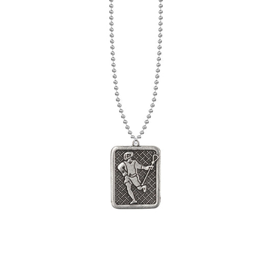 1-1/16 Inch Pewter &quot;Christ Strengthens Me&quot; Lacrosse Medal