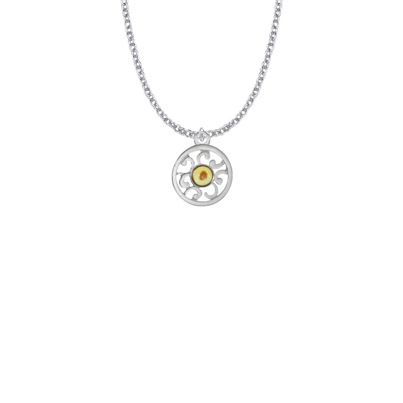 Silver Plated Round Filigree Circle with Mustard Seed Center Necklace