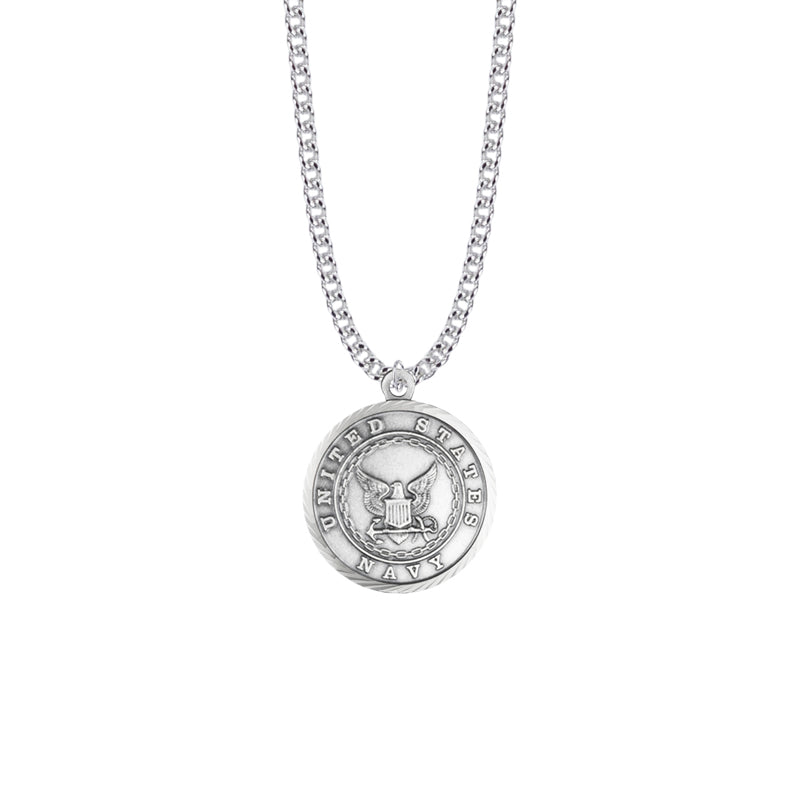 Round Nickel Silver U.S. Navy Medal with St. Michael on Back
