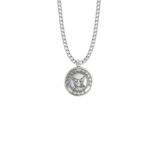 Round Nickel Silver U.S. Navy Medal with Christ Strengthens Me on Back