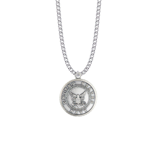 Round Nickel Silver U.S. Navy Medal with Christ Strengthens Me on Back
