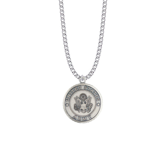 Round Nickel Silver U.S. Army Symbol Medal with Christ Strengthens Me on Back
