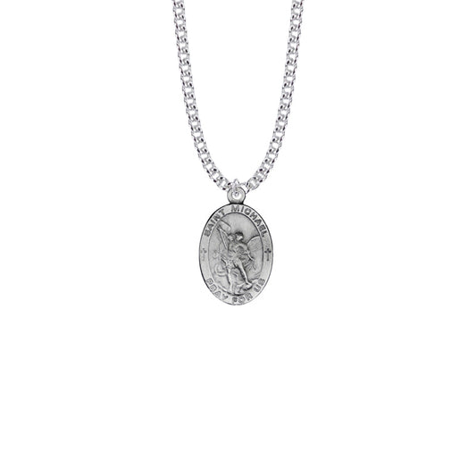 Pewter Oval Saint Michael Medal, Patron Saint of Police