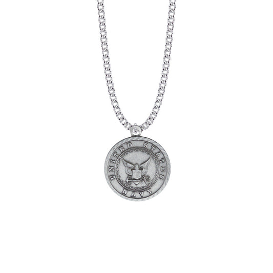 Round Pewter U.S. Navy Medal with St. Michael on Back