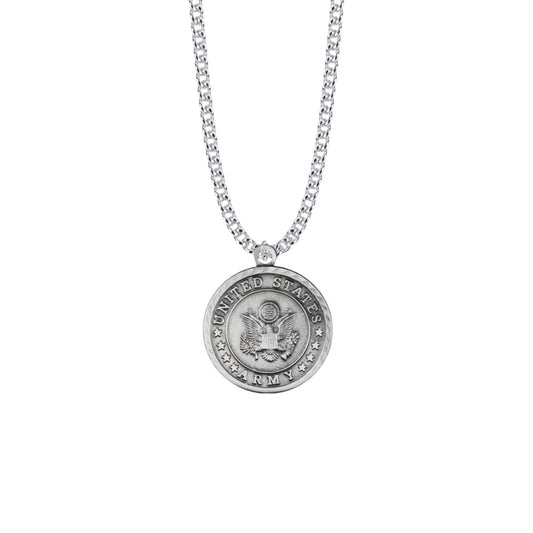 Round Pewter U.S. Army Symbol Medal with St. Michael on Back