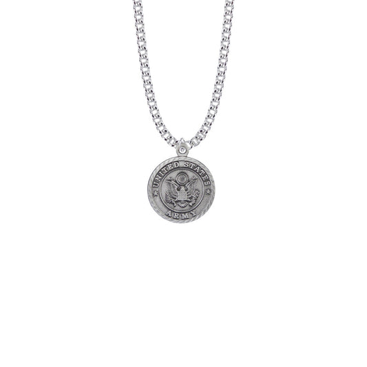 Round Pewter U.S. Army Symbol Medal with St. Michael on the Back