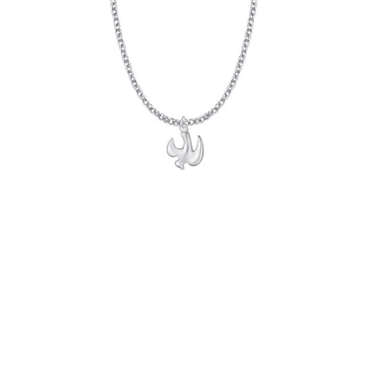 1/2 Inch Pewter Descending Dove Girl Confirmation Necklace