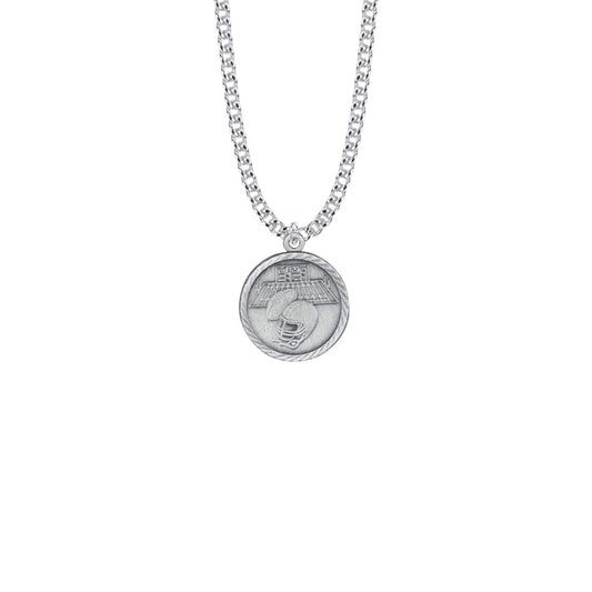 Pewter Round Football Medal with St. Christopher on Back