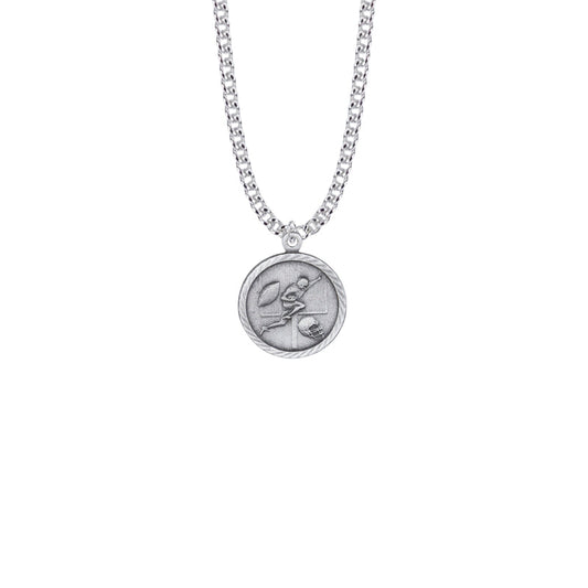 Pewter Round Boys Football Medal with Cross on Back