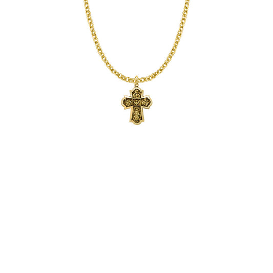 5/8 Inch Pewter Gold Plated First Communion Five Way Medal