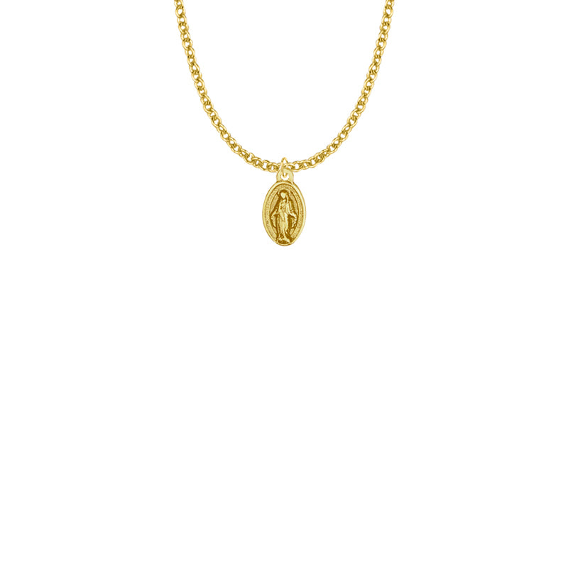 9/16 Inch Pewter Gold Plated Over Pewter Oval Girl First Communion Miraculous Medal