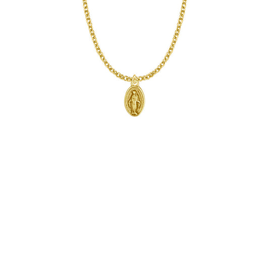 9/16 Inch Pewter Gold Plated Over Pewter Oval Girl First Communion Miraculous Medal