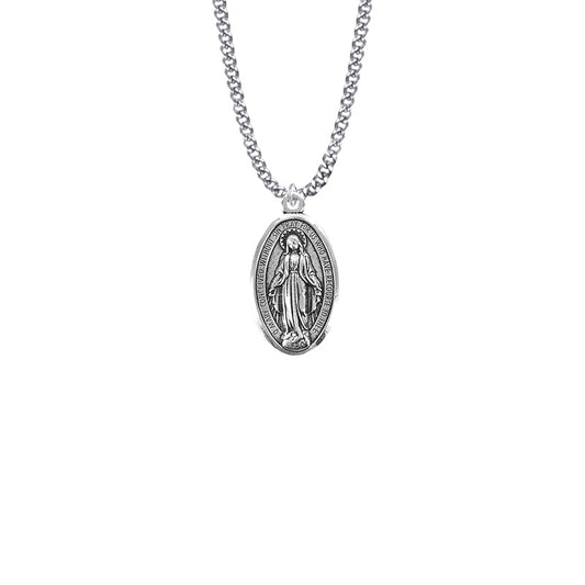 Pewter Antiqued Oval Miraculous Medal