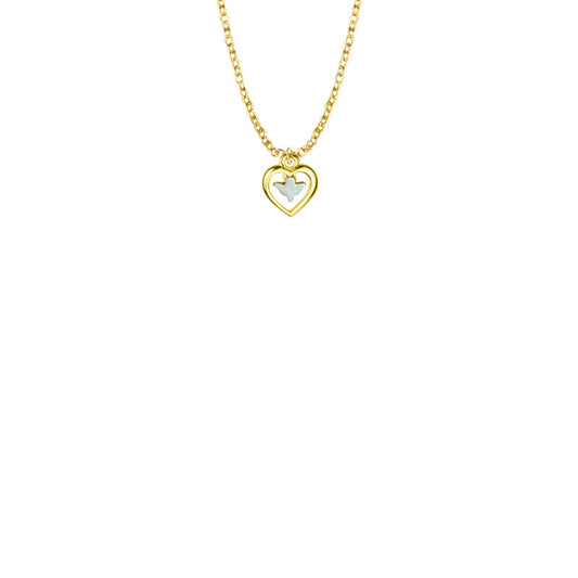 7/16 Inch Two-Tone Gold Plated Over Sterling Silver Dove and Open Heart Baby Necklace