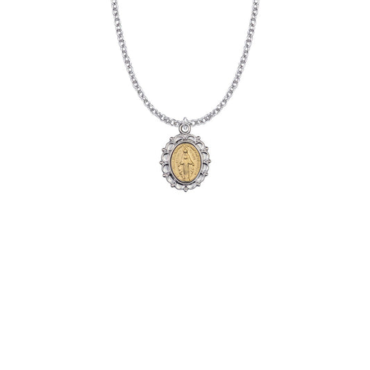 Two-Tone Sterling Silver Filigree Miraculous Medal