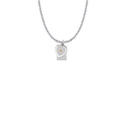 9/16 Inch Sterling Silver Mustard Seed Passage Plate and Heart Necklace