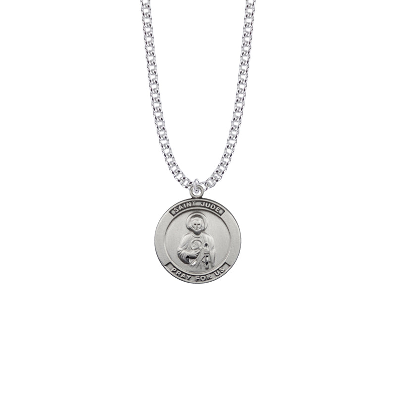 Sterling Silver Large Round St. Jude Medal, Patron Saint Of Hopeless Causes