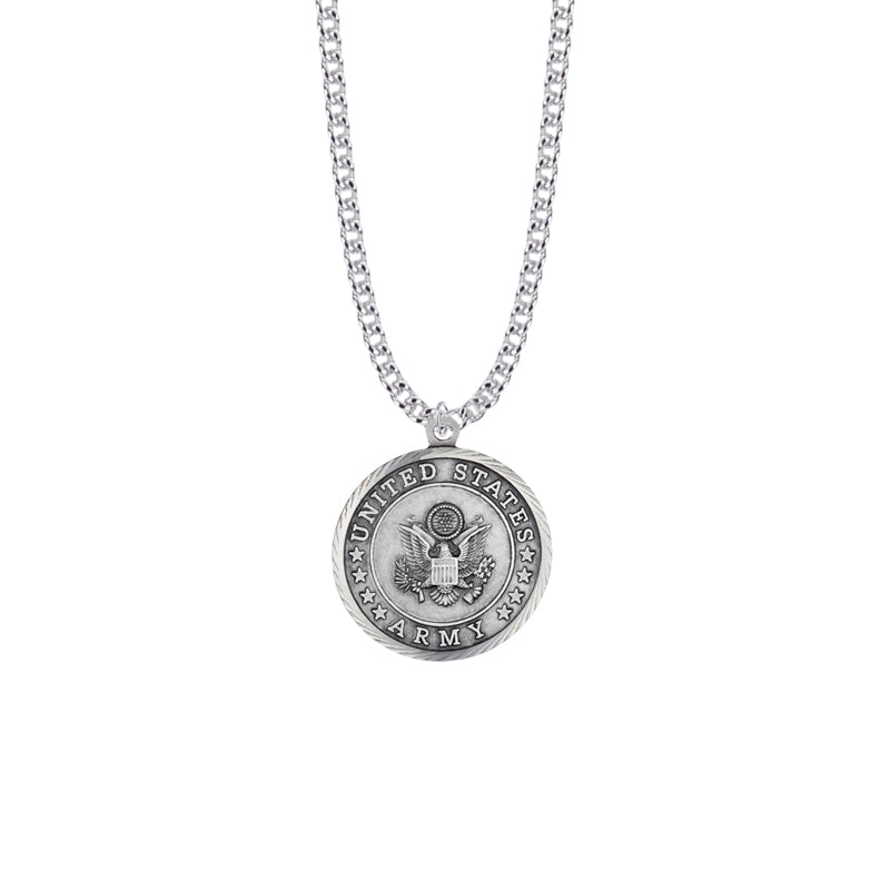 Sterling Silver U.S. Army Symbol Medal with St. Michael on Back