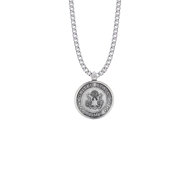 Sterling Silver U.S. Army Symbol Medal with St. Michael on Back