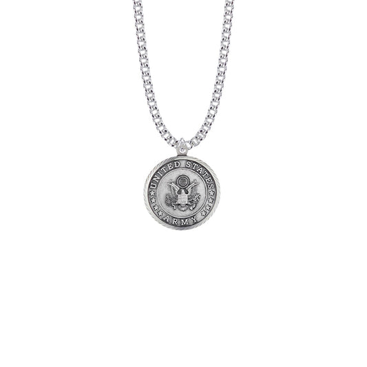 Sterling Silver U.S. Army Symbol Medal with St. Michael on Back