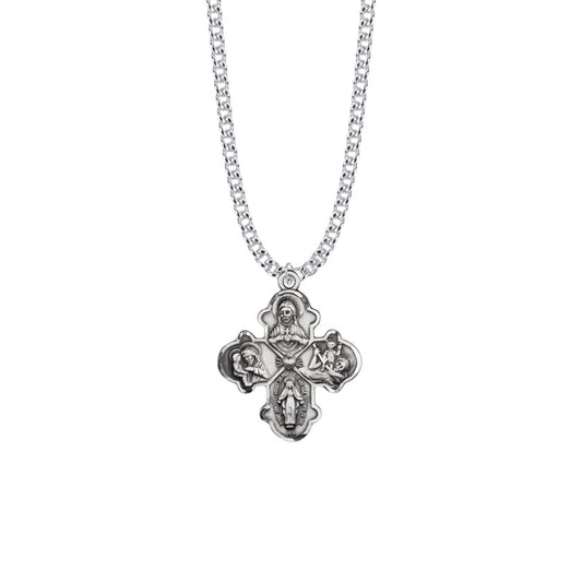 Sterling Silver Engraved Clover Five Way Medal