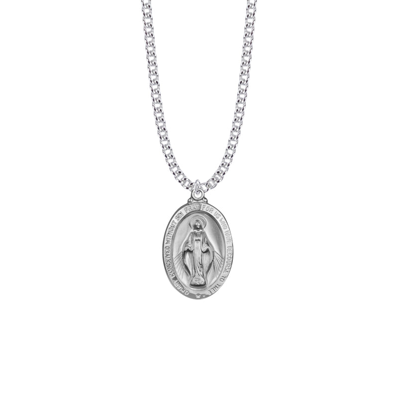 Sterling Silver Oval Miraculous Medal