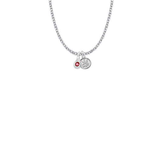 7/16 Inch Sterling Silver Tears of Joy January Birthstone Necklace with Guardian Angel Charm