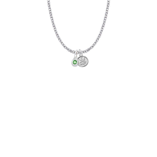 7/16 Inch Sterling Silver Tears of Joy May Birthstone Necklace with Guardian Angel Charm