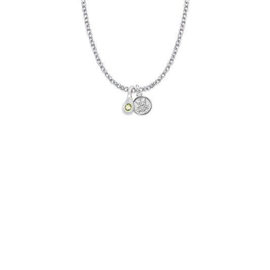 7/16 Inch Sterling Silver Tears of Joy August Birthstone Necklace with Guardian Angel Charm
