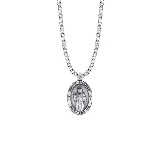 Sterling Silver Oval St. Andrew Medal, Patron Saint of Fishermen