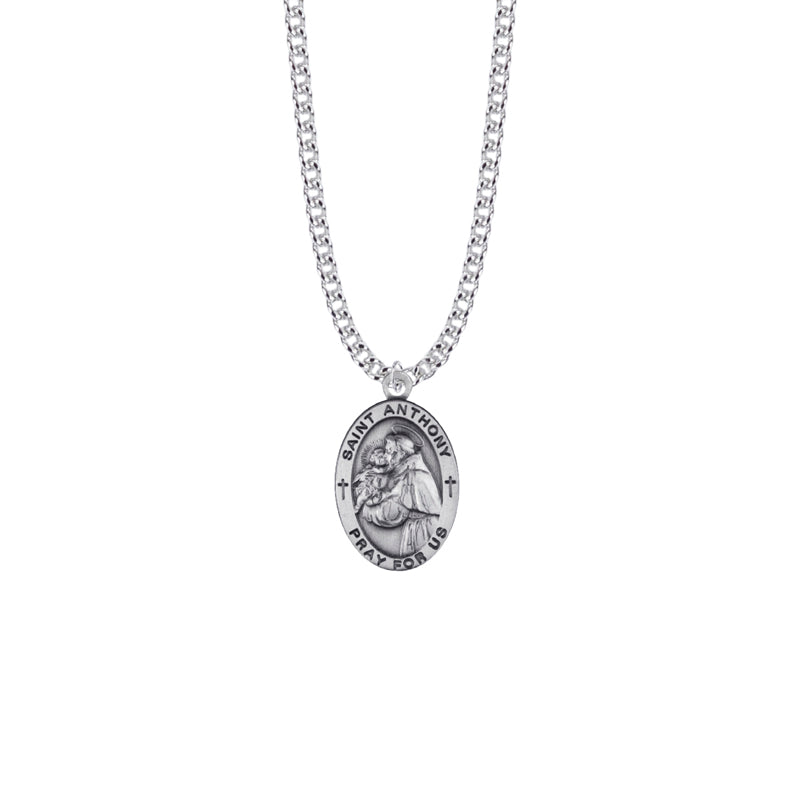 Sterling Silver Oval St. Anthony Medal, Patron Saint of Lost Articles