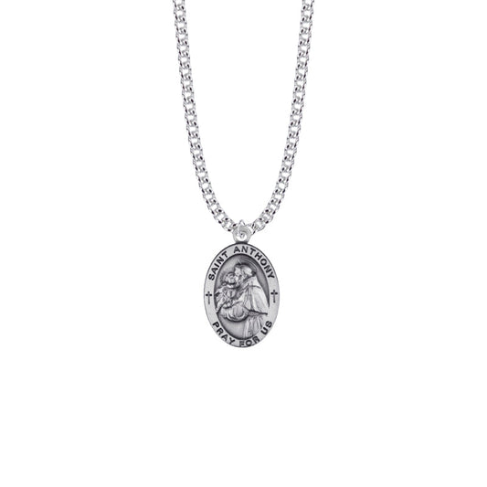 Sterling Silver Oval St. Anthony Medal, Patron Saint of Lost Articles