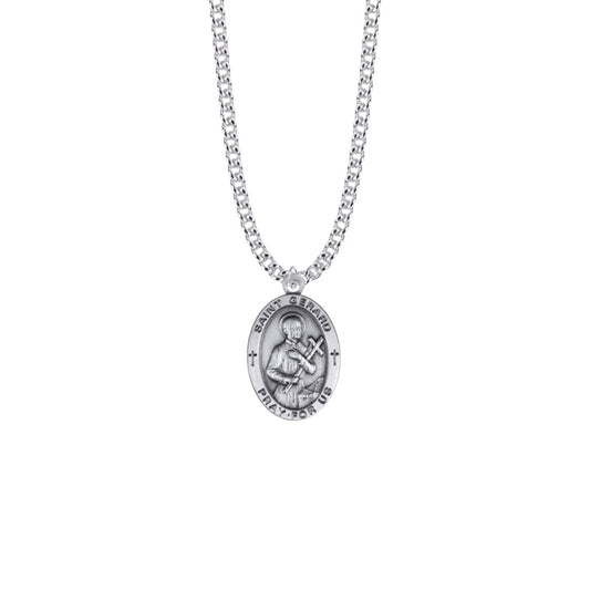 Sterling Silver Oval St. Gerard Medal, Patron Saint of Expectant Mothers