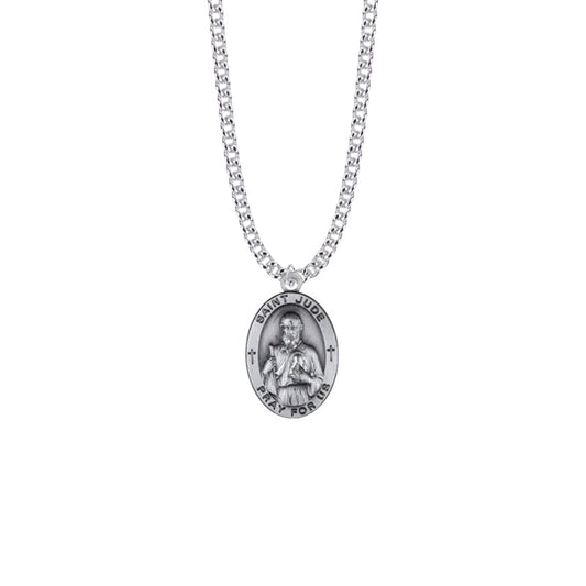 Sterling Silver Oval St. Jude Medal, Patron Saint of Hopeless Causes and Desperation