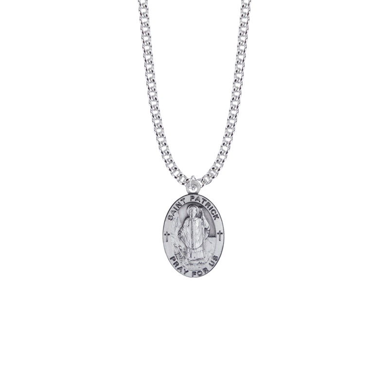 Sterling Silver Oval St. Patrick Medal, Patron Saint of Ireland