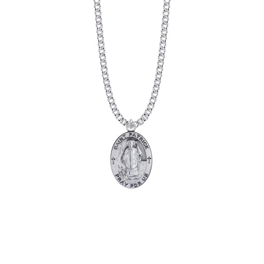 Sterling Silver Oval St. Patrick Medal, Patron Saint of Ireland