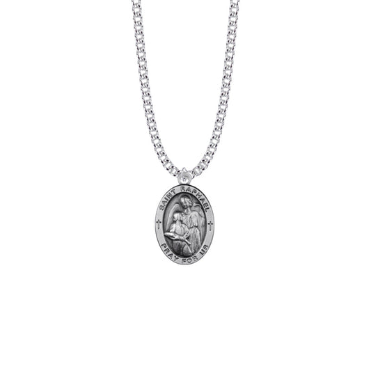Sterling Silver Oval St. Raphael Medal, Patron Saint of Doctors and Medical Workers