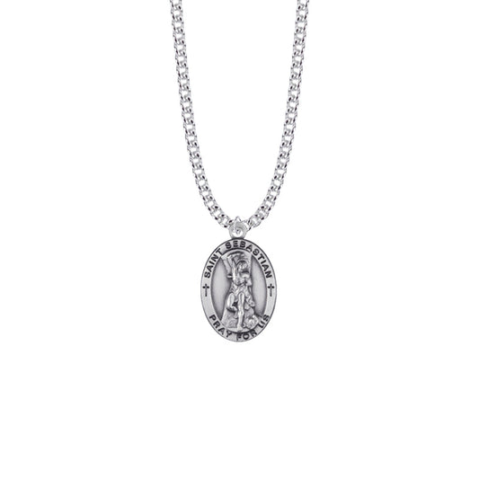 Sterling Silver Oval St. Sebastian Medal, Patron Saint of Athletes