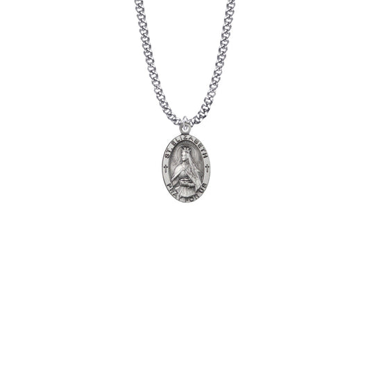 Sterling Silver Oval St. Elizabeth Medal, Patron Saint of Nurses