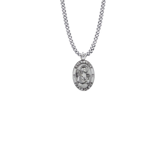 Sterling Silver Oval St. Lucy Medal, Patron Saint of the Blind