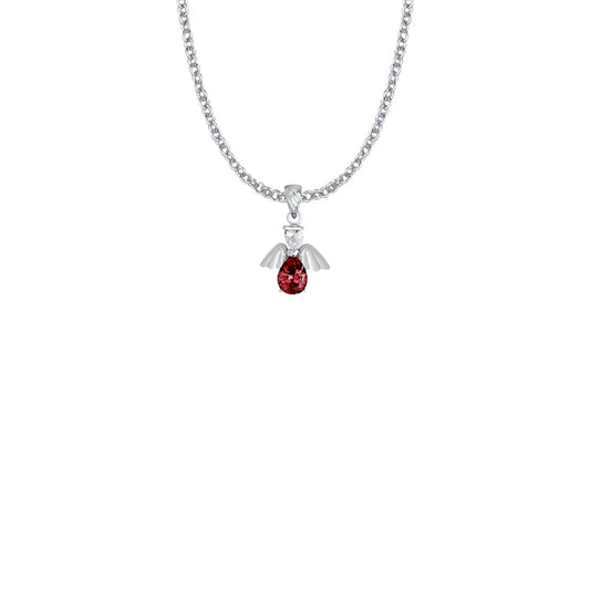Sterling Silver and Glass Crystal January Birthstone Angel Necklace