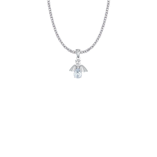 Sterling Silver and Glass Crystal April Birthstone Angel Necklace