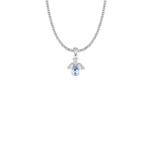 Sterling Silver and Glass Crystal June Birthstone Angel Necklace